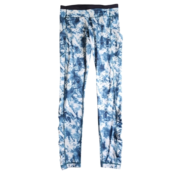 Lululemon Speed Tight Runched Ankle Blue Tie-Dye Leggings Size 8 - Picture 1 of 4